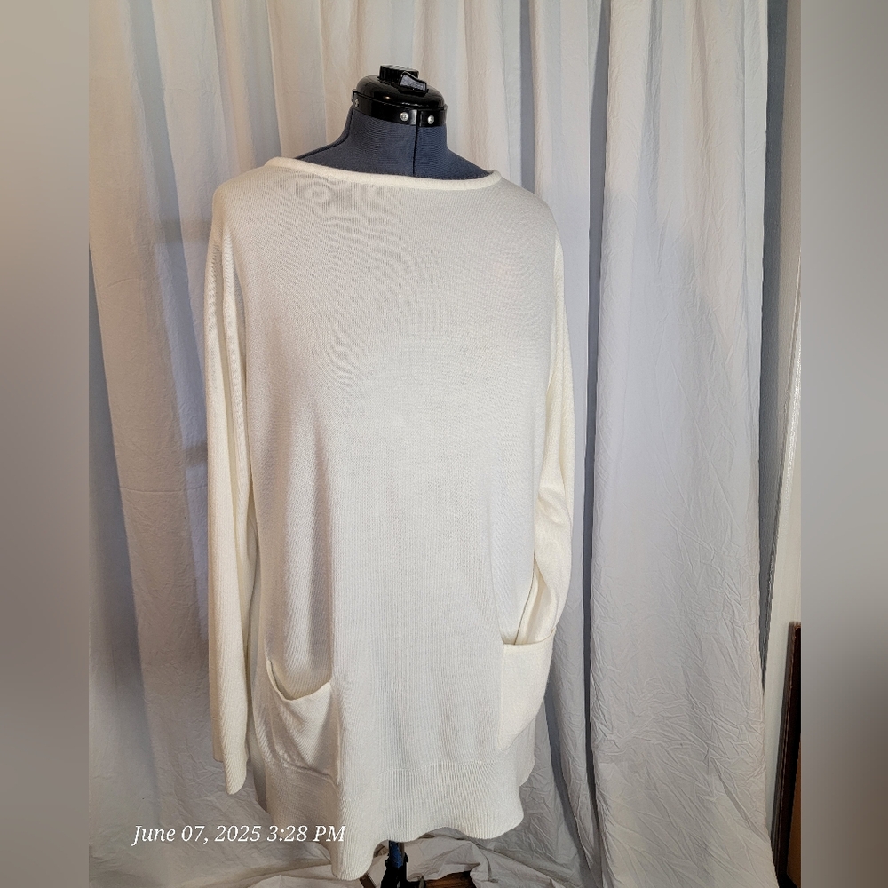 Tunic Sweater: SOO SOFT! Draper's & Damon's Pale Cream Long Sleeve